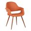 Phoebe Mid-Century Orange Faux Leather Arm Chair with Walnut Legs