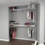 White Double Shelf Double Hang Closet System with Wood Shelves