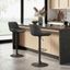 Zouron Adjustable Swivel Bar Stools, Black Faux Leather & Metal