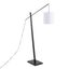 Arturo 42" Contemporary Black Wood & Steel Floor Lamp with White Shade