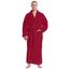 Men's Burgundy Shawl Collar Ankle Length Fleece Bathrobe