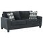 Smoke Gray Linen Stationary Sofa with Removable Cushions