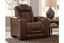 Chocolate Leather Power Recliner with Adjustable Headrest