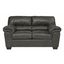 Traditional Slate Gray Faux Leather Loveseat with Plush Pillows