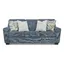 87" Blue Polyester Track Arm Sofa with Accent Pillows