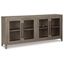 Dalenville 80" Gray Oak Veneer Glass-Front Accent Cabinet