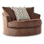 Oversized Spice Polyester Swivel Recliner with Accent Pillows