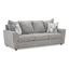 Gray Fabric Stationary Sofa with Flared Arms and Accent Pillows