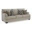 Taupe Fabric Stationary Sofa with Pillow Back and Toss Pillows