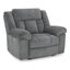 Slate Gray Metal Transitional Power Recliner with Adjustable Headrest