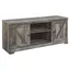 Gray Rustic 63" TV Stand with Fireplace and Cabinets