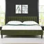 Aspen Olive Green Velvet King Platform Bed with Tufted Headboard