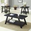 Athens 24"x48" Contemporary Wood Shelf Coffee Table Set, Black