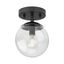 Matte Black Glass Globe Semi-Flush Mount Light