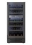 Avallon 15" Black Stainless Steel Dual Zone Wine Cooler with LED Lighting