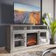 Gray Wash 60" TV Stand with Electric Fireplace and Cabinets