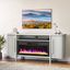 White 66" Wood TV Stand with Electric Fireplace and Cabinets