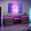 Brown 66" TV Stand with LED Lights and Storage Cabinets