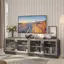 Gray 70" Modern TV Stand with Glass Cabinets