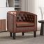 Berlinda Caramel Faux Leather Tufted Barrel Accent Chair