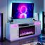 White 70" Modern TV Stand with Electric Fireplace and Storage