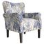 Blue Coral Floral Upholstered Accent Chair with Wooden Legs