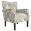 Green Coral Floral Upholstered High Back Accent Chair with Wood Legs