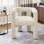 Cream Linen Upholstered Barrel Side Chair with Wood Frame