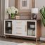 Troy 60" White and Brown Sideboard Buffet Cabinet with Glass Doors