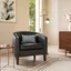 Elegant Dark Brown Faux Leather Barrel Accent Chair with Gold-Tone Trim