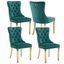 Green Velvet Upholstered Dining Chairs with Gold Legs, Set of 4