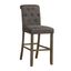 Balboa Dark Gray Tufted Back Bar Stools with Rustic Wood Frame