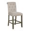 Beige Linen-Like Tufted Back Counter Stools with Rustic Brown Frame (Set of 2)