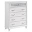 Glamorous White 5-Drawer Chest with Crystal Hardware and Acrylic Accents