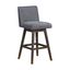 Grey Oak Wood Swivel Bar Stool with Grey Fabric