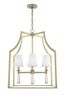 Mini Baxter Aged Brass 4-Light Chandelier with White Silk Shade