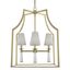 Mini Baxter Aged Brass 4-Light Chandelier with White Silk Shade