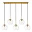 Baxter Midcentury Modern Brass 5-Light Pendant with Clear Glass Shades
