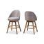 Gray Fabric Upholstered Walnut Wood Swivel Counter Stools, Set of 2