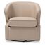 Beige Leather Swivel Accent Chair with Wood Frame