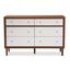 Harlow 54" White and Walnut Mid-Century Modern 6-Drawer Dresser