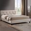 Full Cream Linen Upholstered Platform Bed with Tufted Headboard