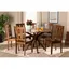 Walnut Brown Geometric Cut-Out 7-Piece Dining Set with Scoop Seats