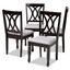 Parsons High Slat-Back Gray Fabric & Espresso Wood Dining Chair Set of 4