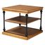 Sebastian Oak Brown Wood and Black Metal 3-Tier End Table