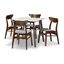 Walnut Brown 5-Piece Dining Set with Faux Marble Top