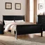 Black Pine Queen Sleigh Bed with Headboard and Drawers