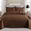 Brown Full Reversible Geometric Quilt Bedding Set