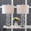 Alexa-Enabled Contemporary White Linen Drum Desk Lamp Set