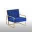 Royal Blue Velvet and Gold Metal Accent Armchair